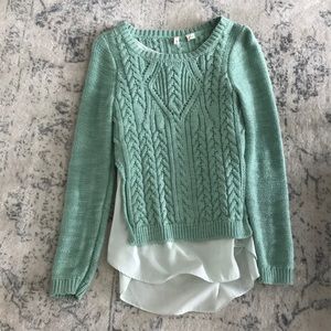 Anthro mint sweater with built in Cami